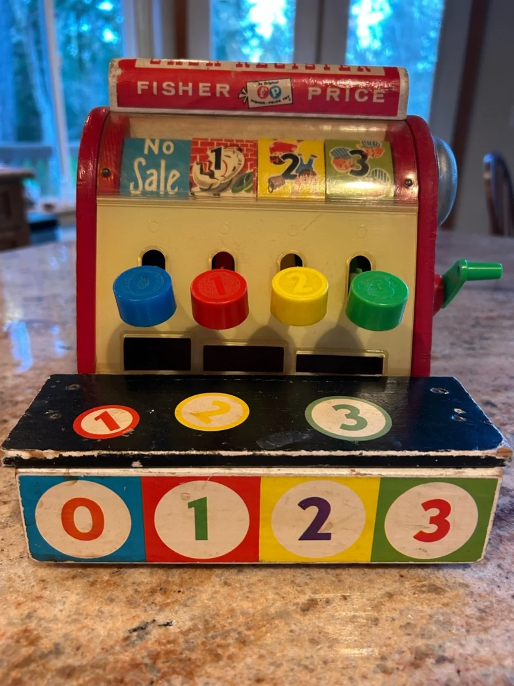 Fisher-Price #972 Toy Wooden Cash Register Bold Multicolor Vintage 1960’s